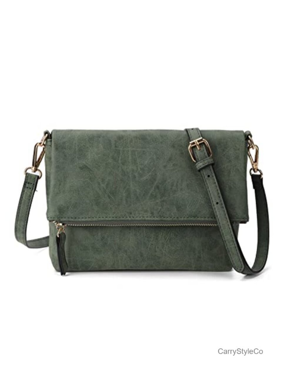 Vegan PU Leather Crossbody Bag Detachable Adjustable Strap